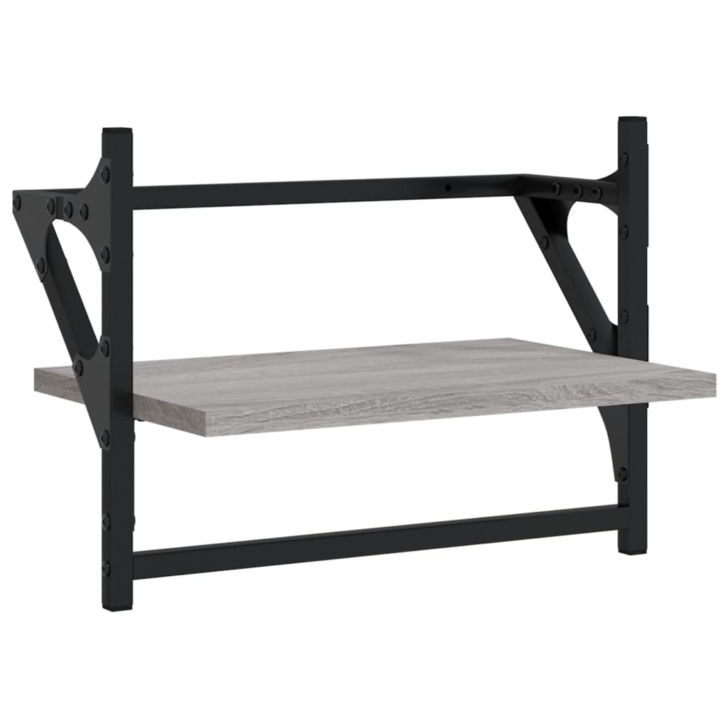 Étagères murales avec barres 2 pcs sonoma gris 40x25x30 cm