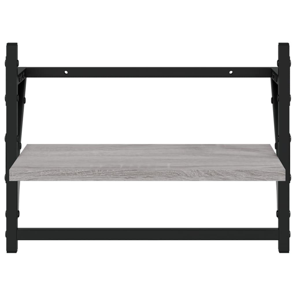 Étagères murales avec barres 2 pcs sonoma gris 40x25x30 cm