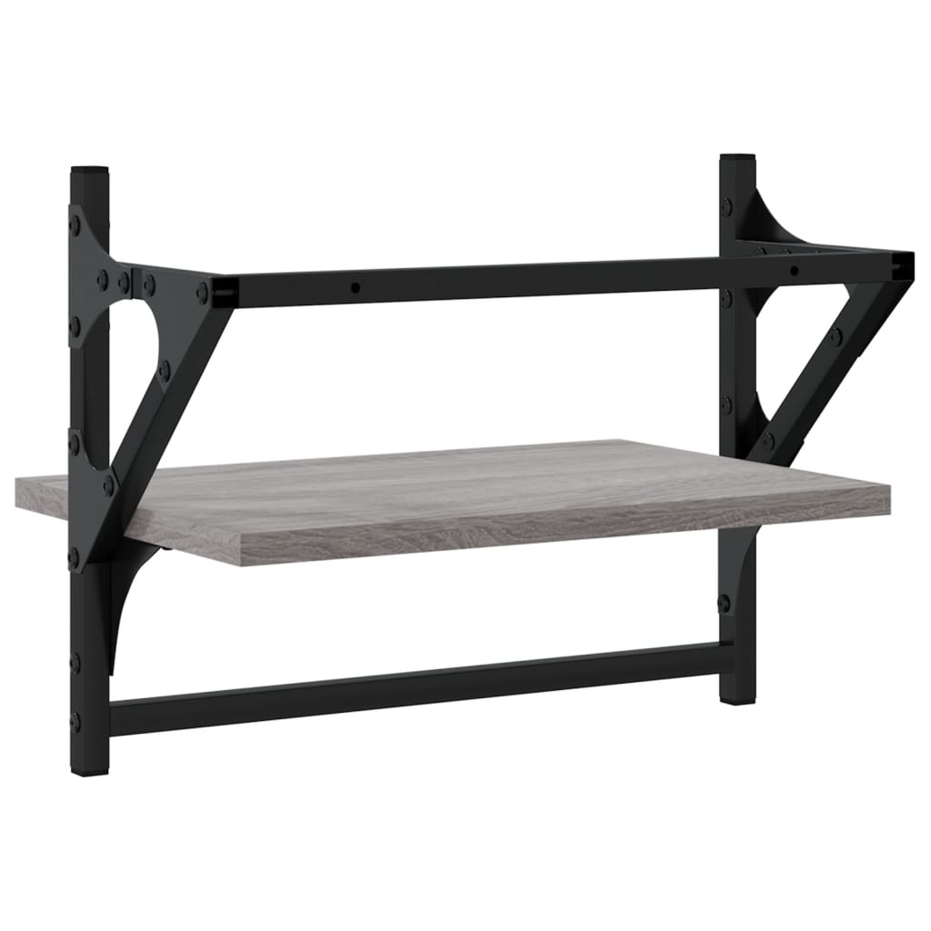 Étagères murales avec barres 2 pcs sonoma gris 40x25x30 cm
