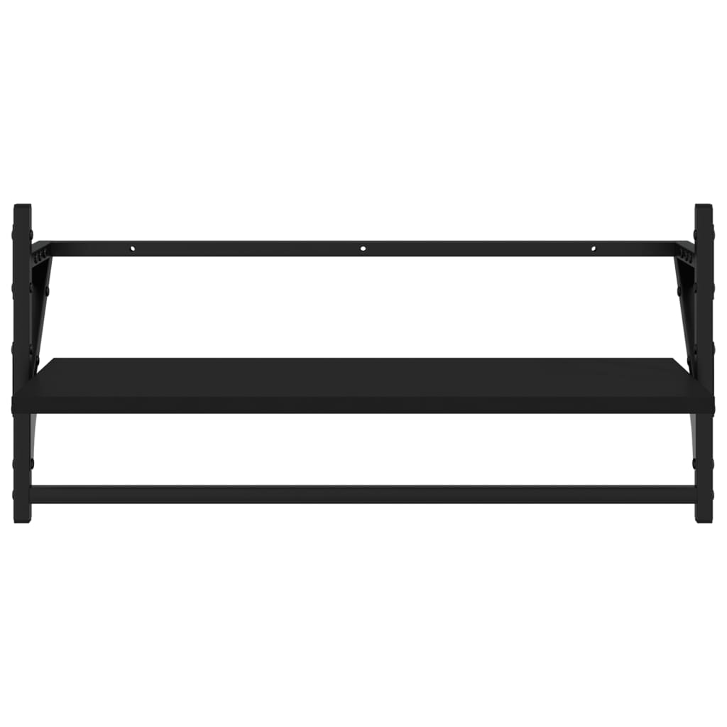 Étagères murales avec barres 2 pcs noir 65x25x30 cm