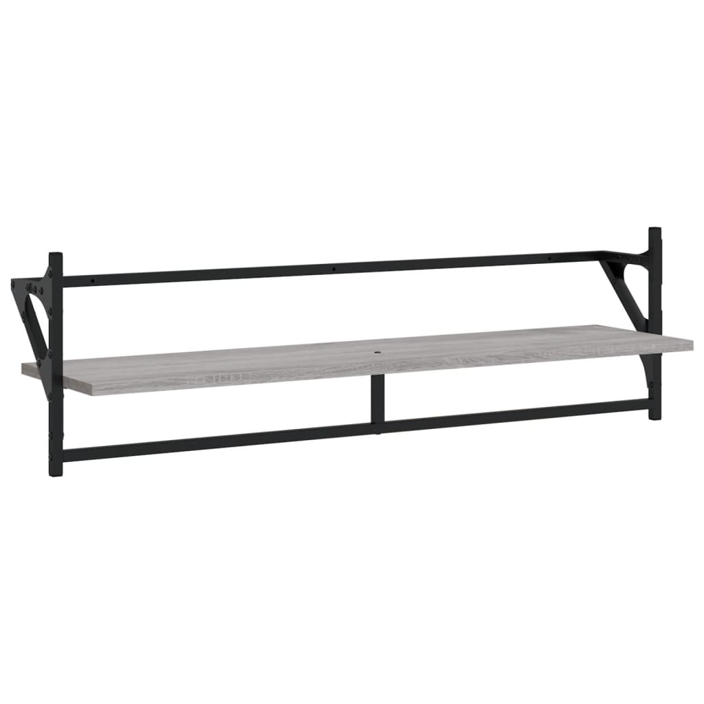 Étagères murales avec barres 2 pcs sonoma gris 100x25x30 cm