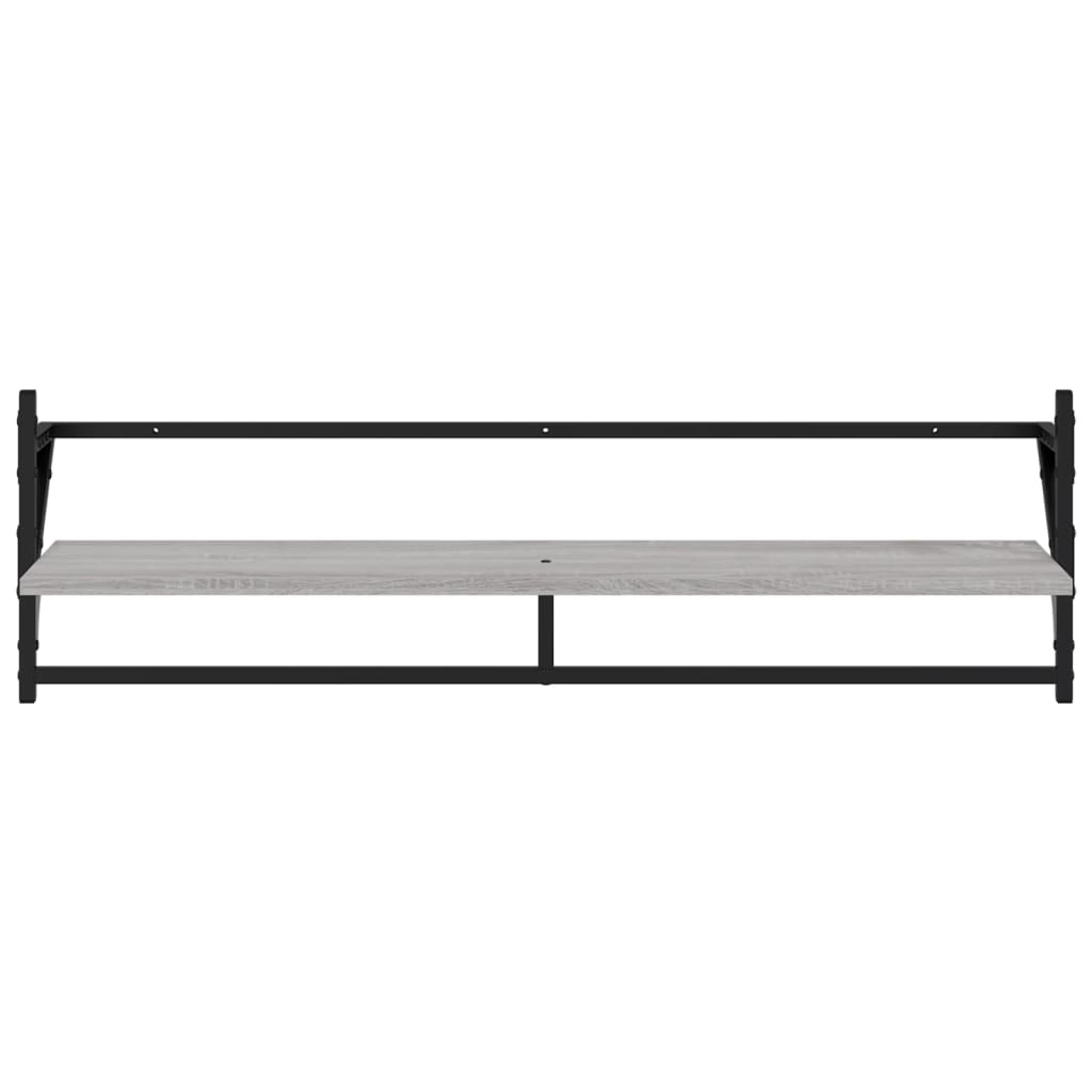 Étagères murales avec barres 2 pcs sonoma gris 100x25x30 cm