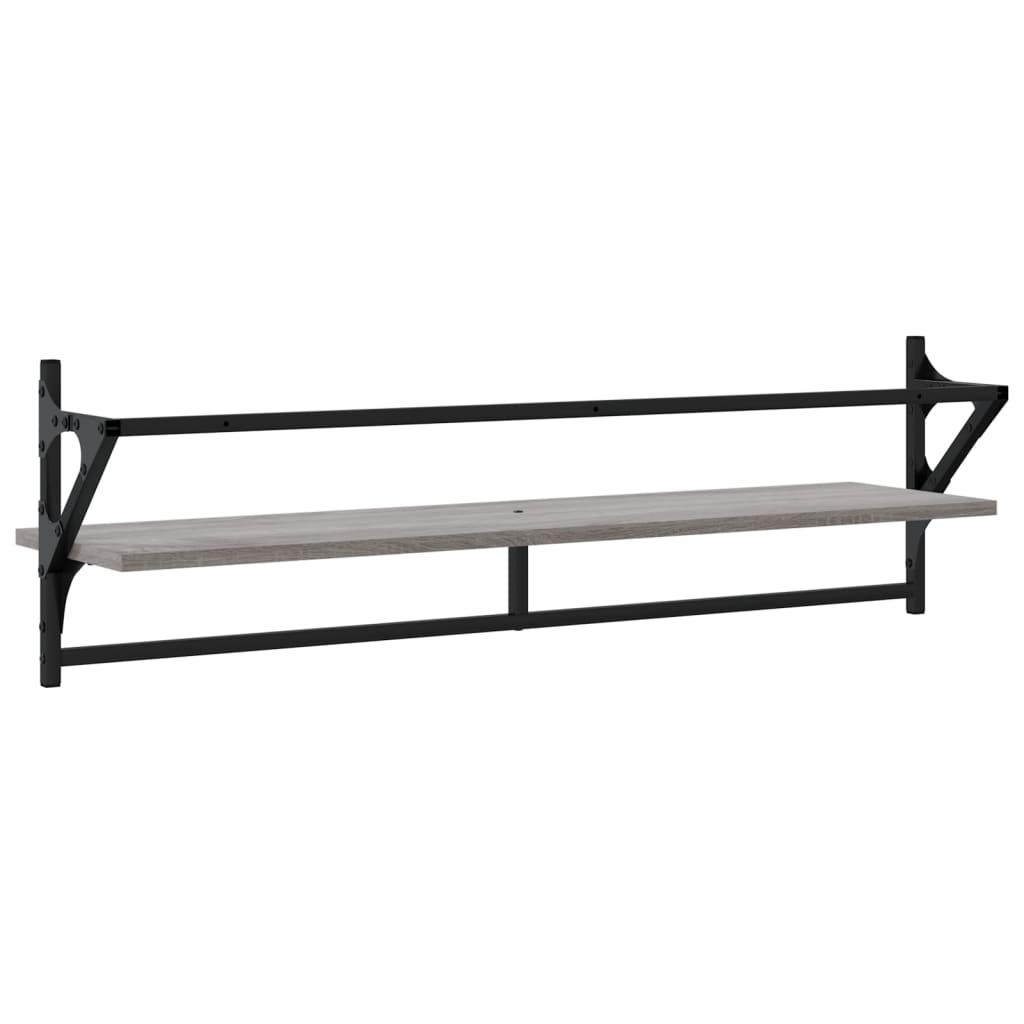 Étagères murales avec barres 2 pcs sonoma gris 100x25x30 cm