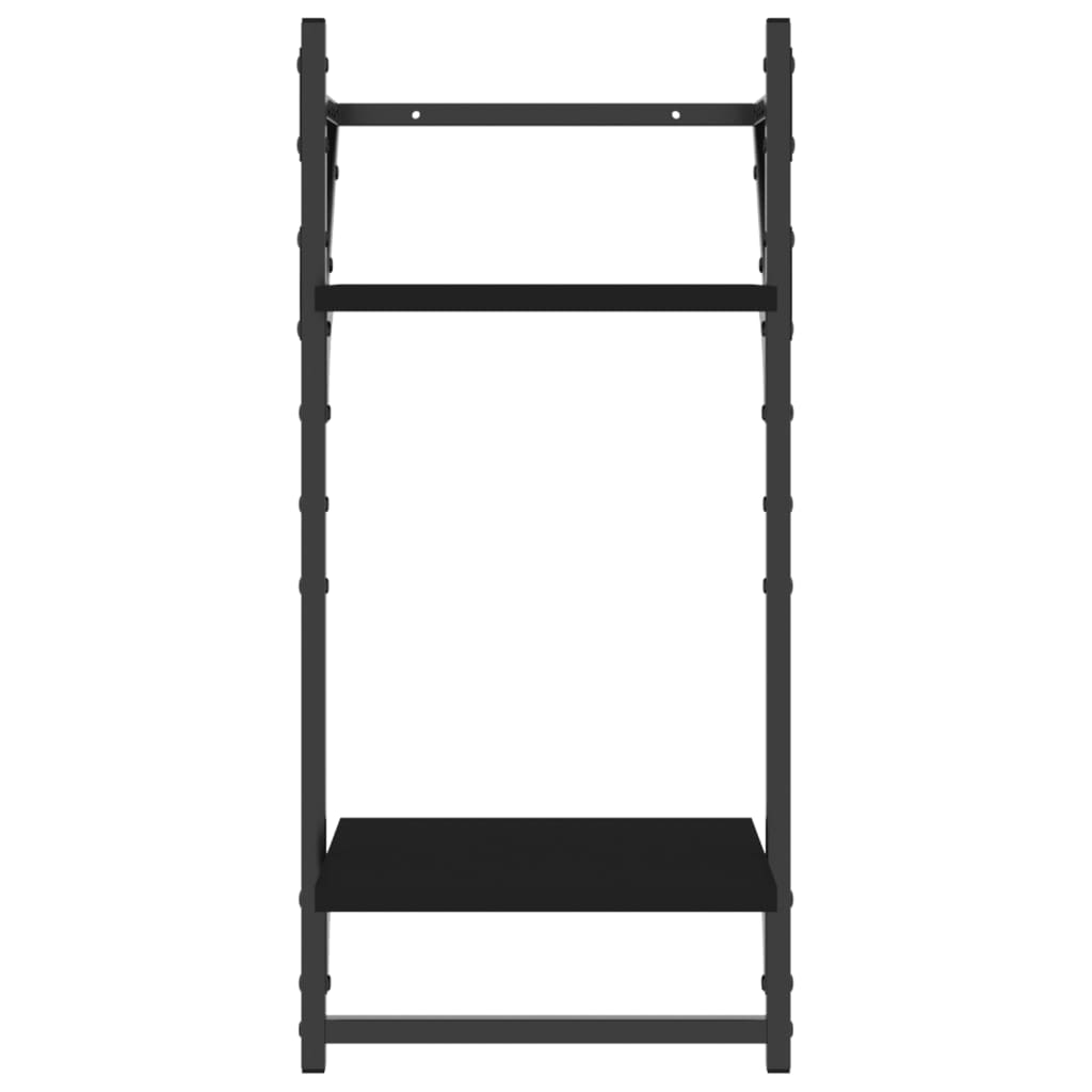 Étagères murales à 2 niveaux avec barres 2 pcs noir 30x25x65 cm