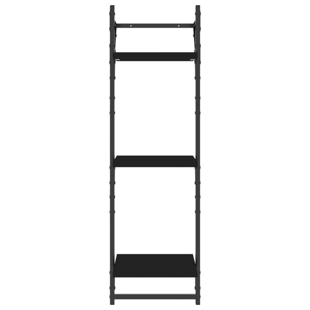 Étagères murales à 3 niveaux avec barres 2 pcs noir 30x25x100cm