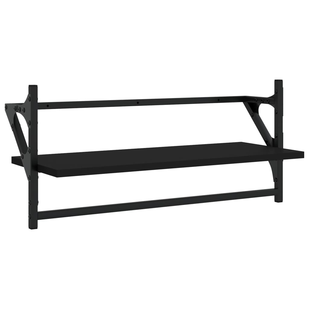 Ensemble d'étagères murales barres 4 pcs noir bois d'ingénierie