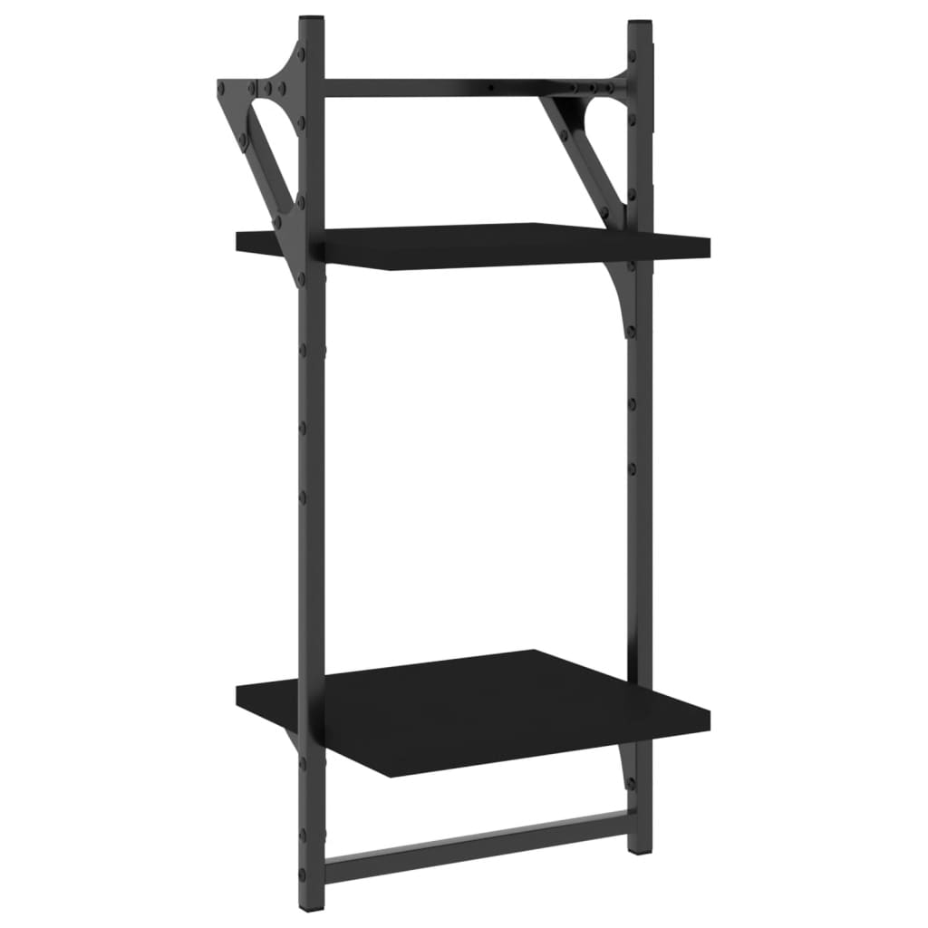 Ensemble d'étagères murales barres 4 pcs noir bois d'ingénierie