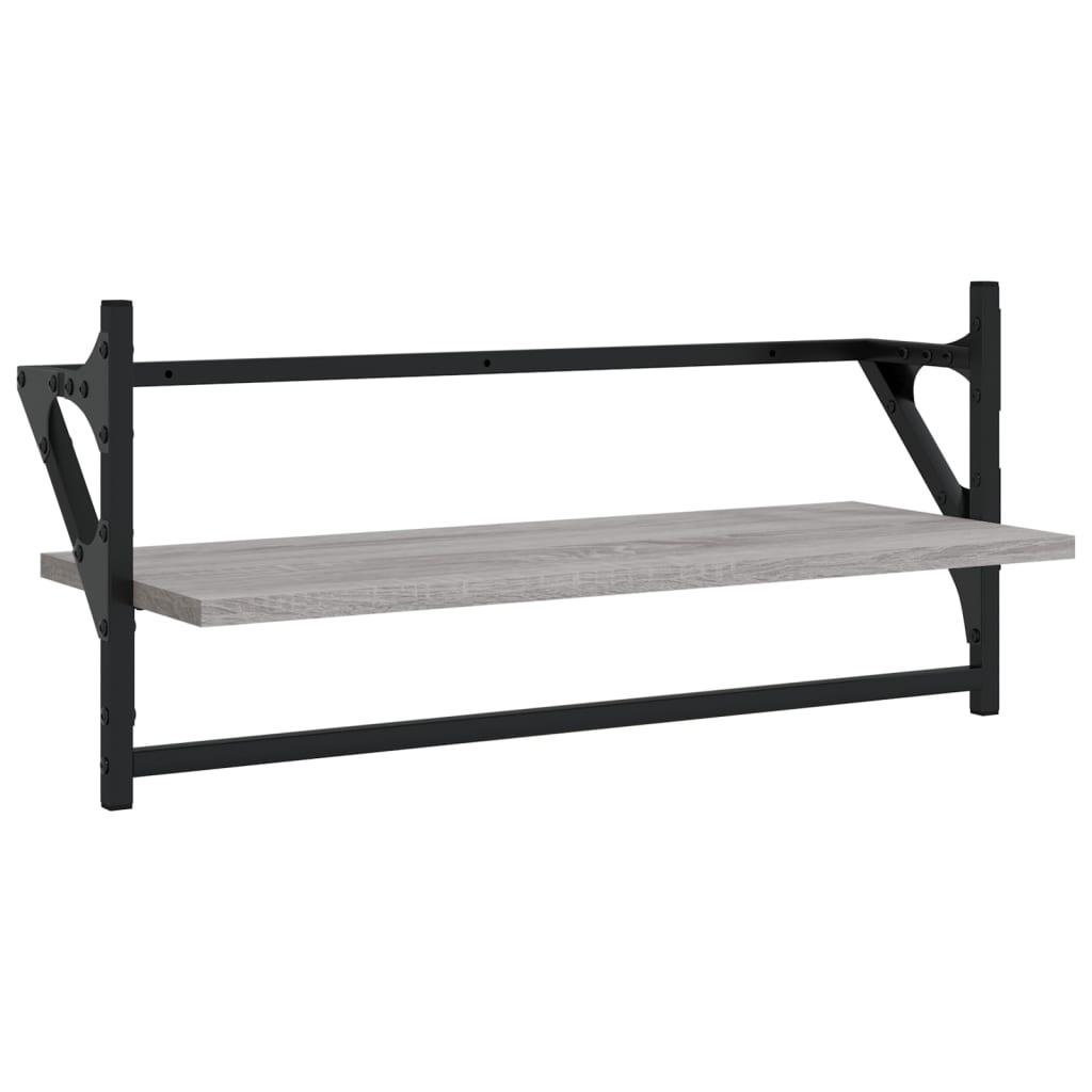 Ensemble d'étagères murales avec barres 4 pcs sonoma gris