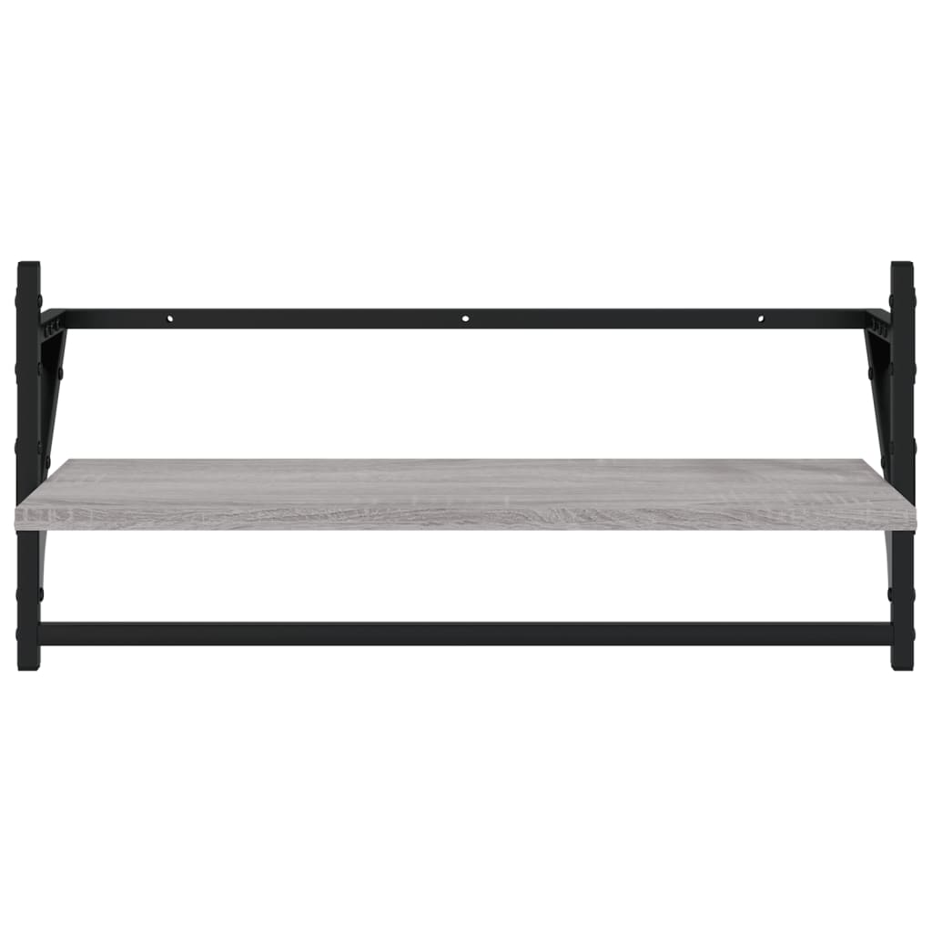 Ensemble d'étagères murales avec barres 4 pcs sonoma gris