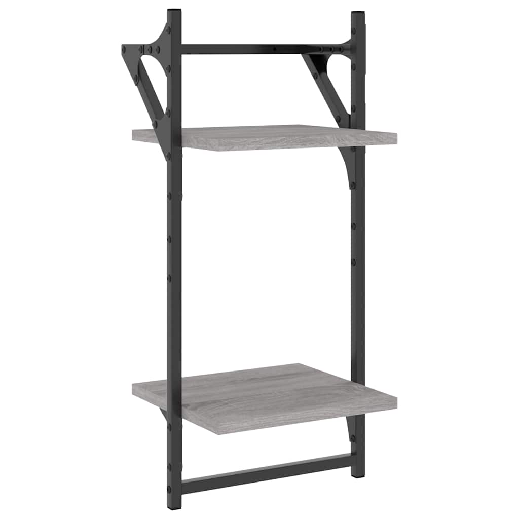 Ensemble d'étagères murales avec barres 4 pcs sonoma gris
