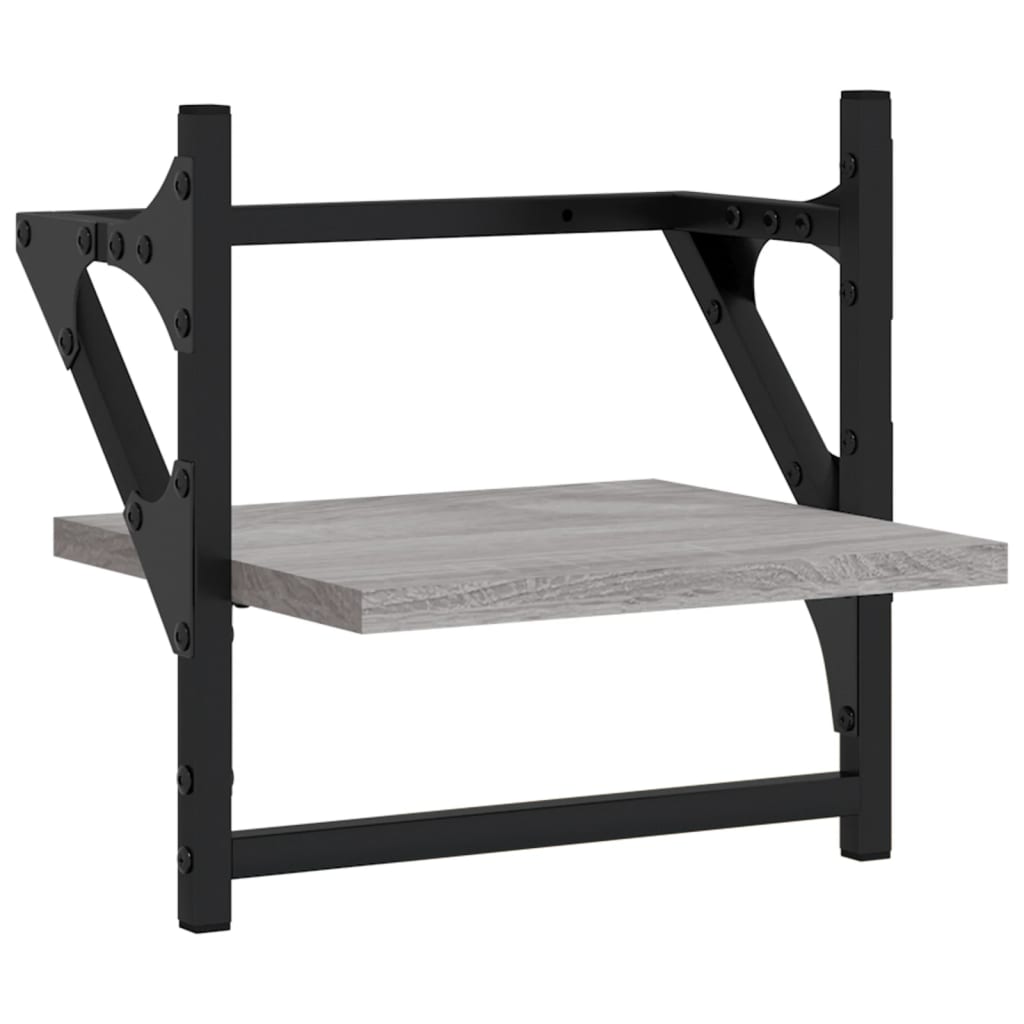 Ensemble d'étagères murales avec barres 4 pcs sonoma gris