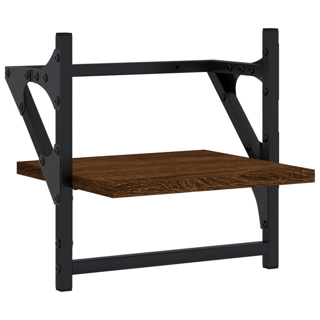Ensemble d'étagères murales avec barres 4 pcs chêne marron