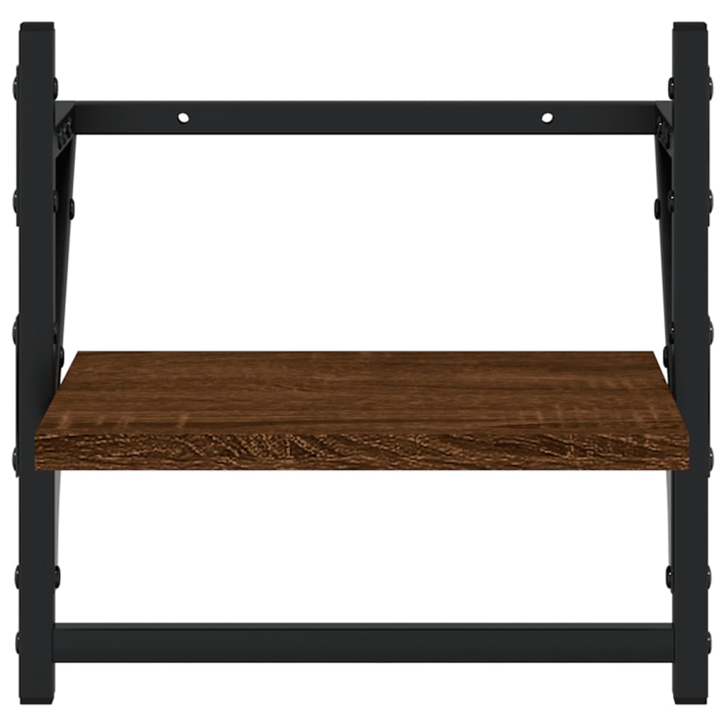 Ensemble d'étagères murales avec barres 4 pcs chêne marron