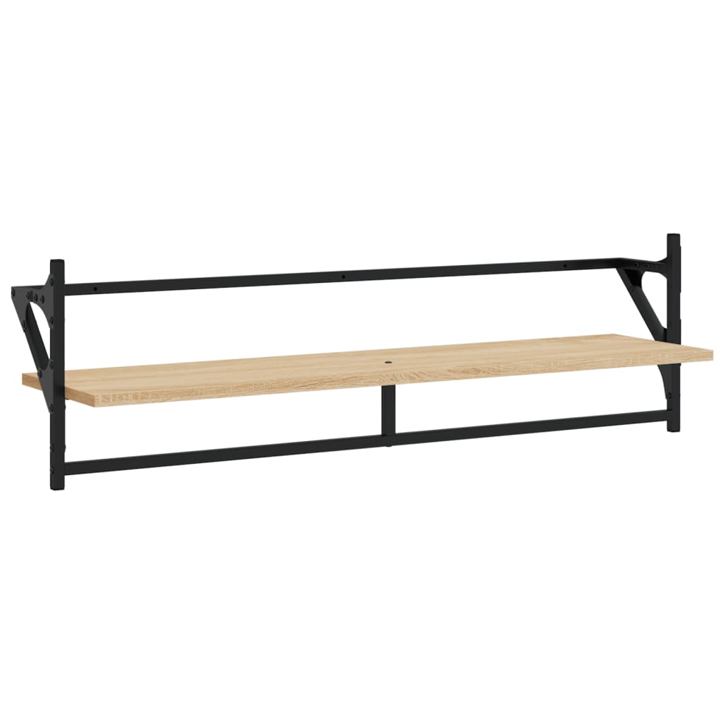 Ensemble d'étagères murales avec barres 6 pcs chêne sonoma
