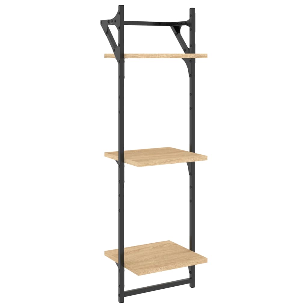 Ensemble d'étagères murales avec barres 6 pcs chêne sonoma