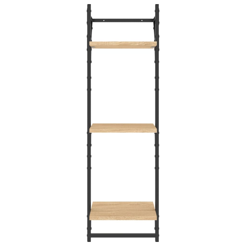 Ensemble d'étagères murales avec barres 6 pcs chêne sonoma