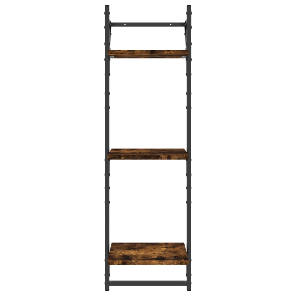 Ensemble d'étagères murales avec barres 6 pcs chêne fumé
