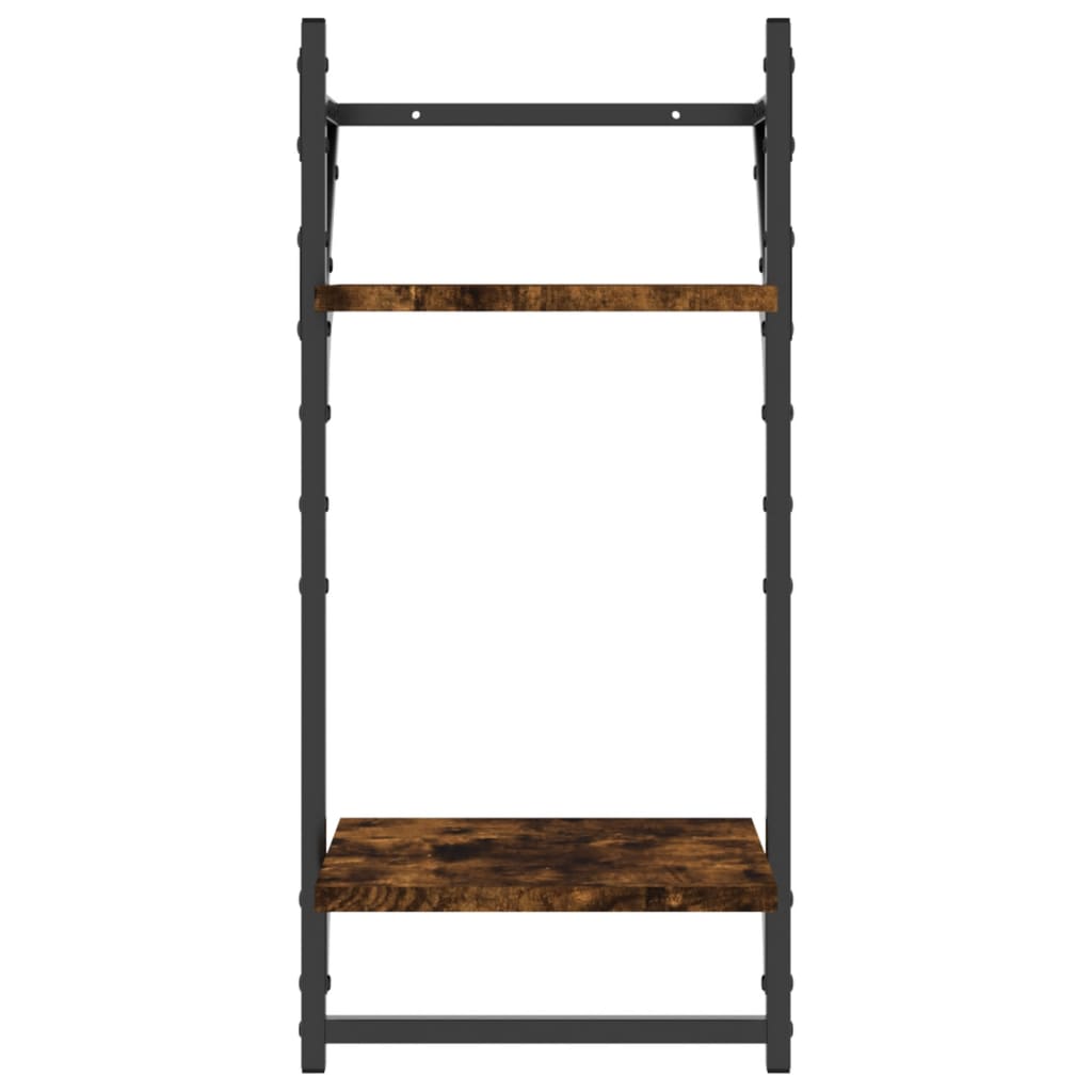 Ensemble d'étagères murales avec barres 6 pcs chêne fumé