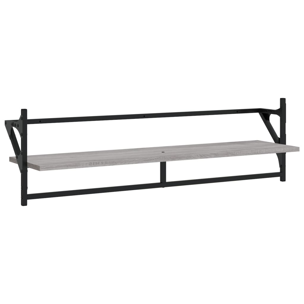 Ensemble d'étagères murales avec barres 6 pcs sonoma gris
