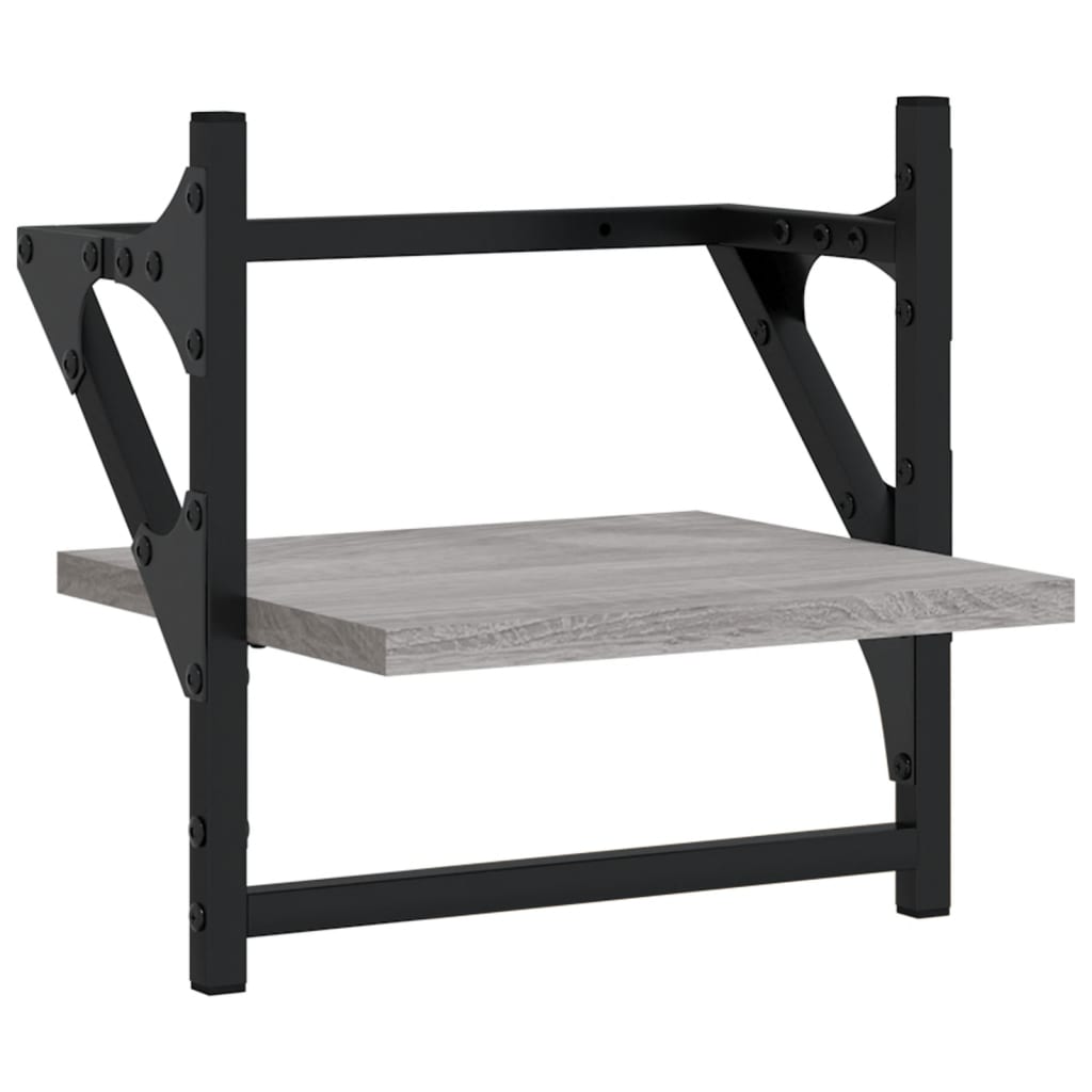 Ensemble d'étagères murales avec barres 6 pcs sonoma gris