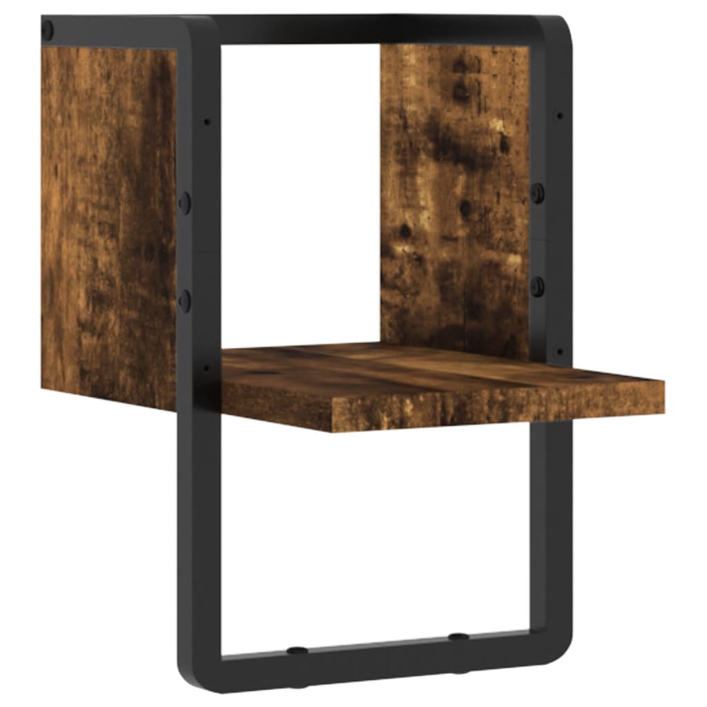 Étagère murale avec barre chêne fumé 20x25x30 cm