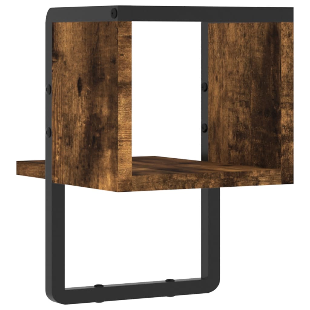 Étagère murale avec barre chêne fumé 20x25x30 cm
