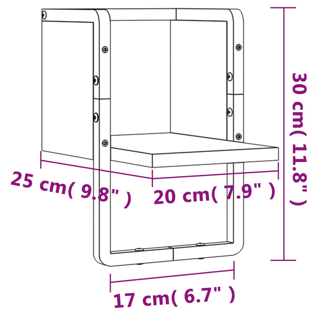 Étagère murale avec barre chêne fumé 20x25x30 cm