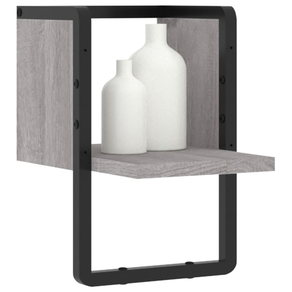 Étagère murale avec barre sonoma gris 20x25x30 cm