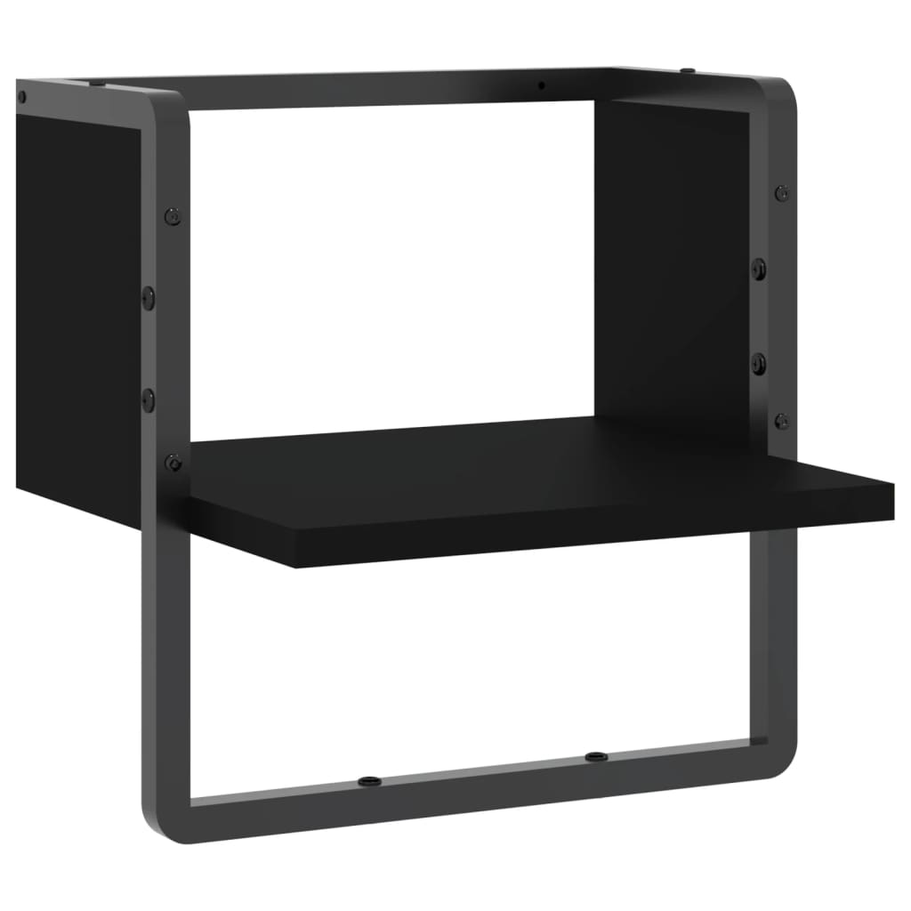 Étagère murale avec barre noir 30x25x30 cm