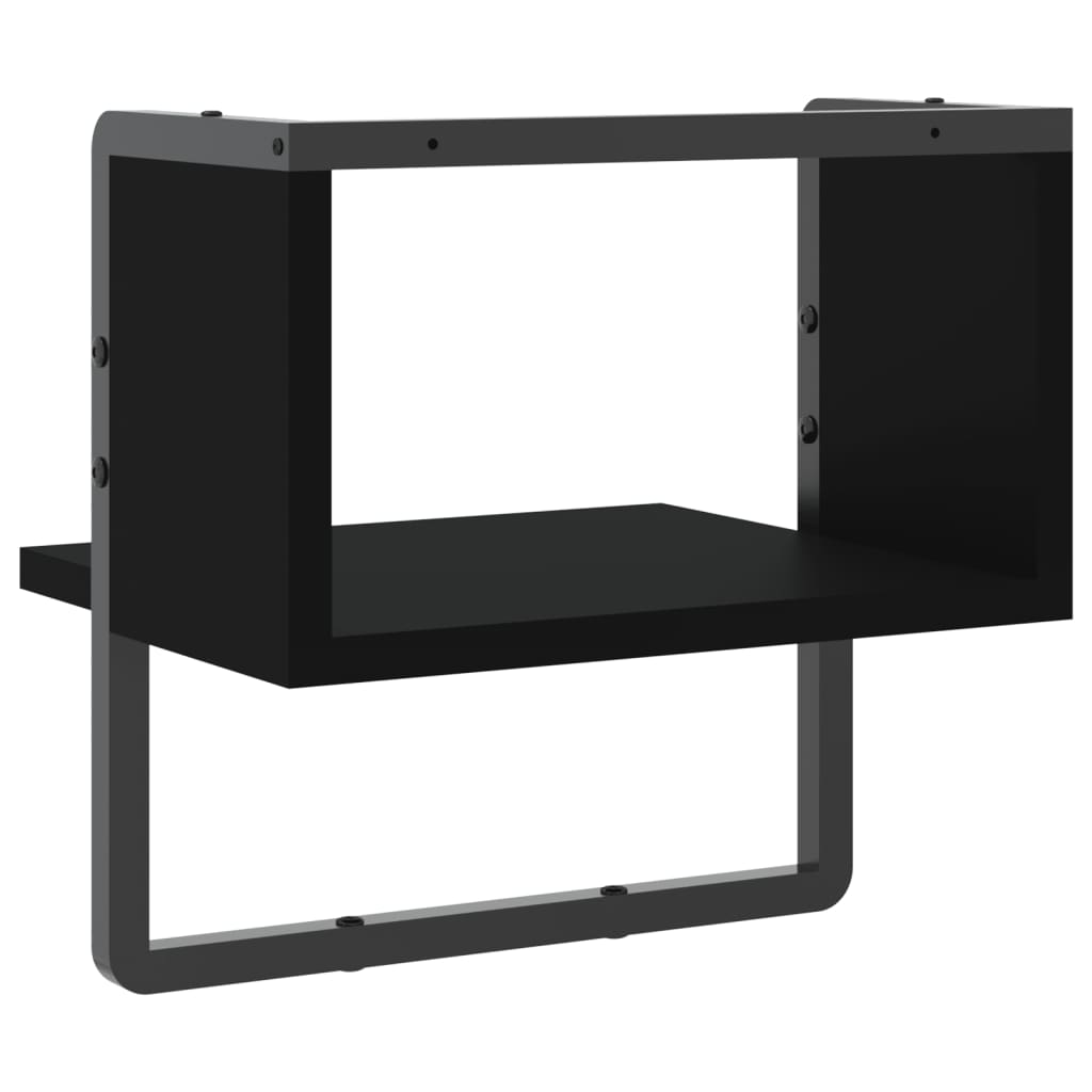 Étagère murale avec barre noir 30x25x30 cm
