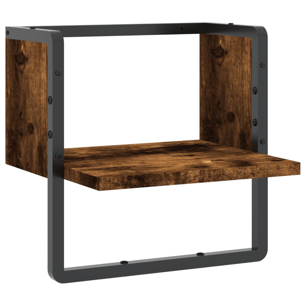 Étagère murale avec barre chêne fumé 30x25x30 cm