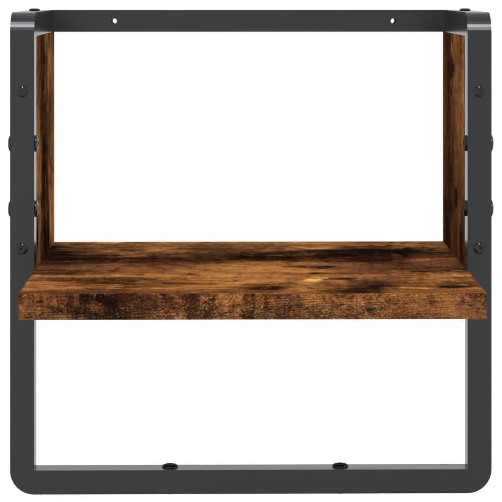 Étagère murale avec barre chêne fumé 30x25x30 cm