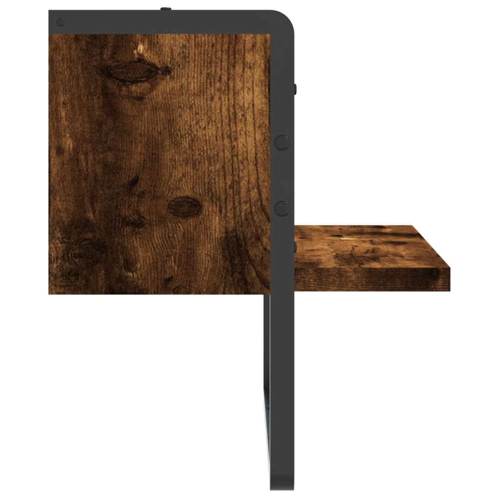 Étagère murale avec barre chêne fumé 30x25x30 cm