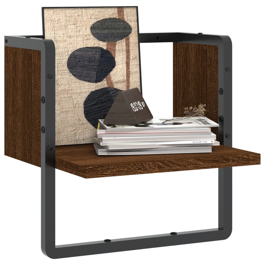 Étagère murale avec barre chêne marron 30x25x30 cm