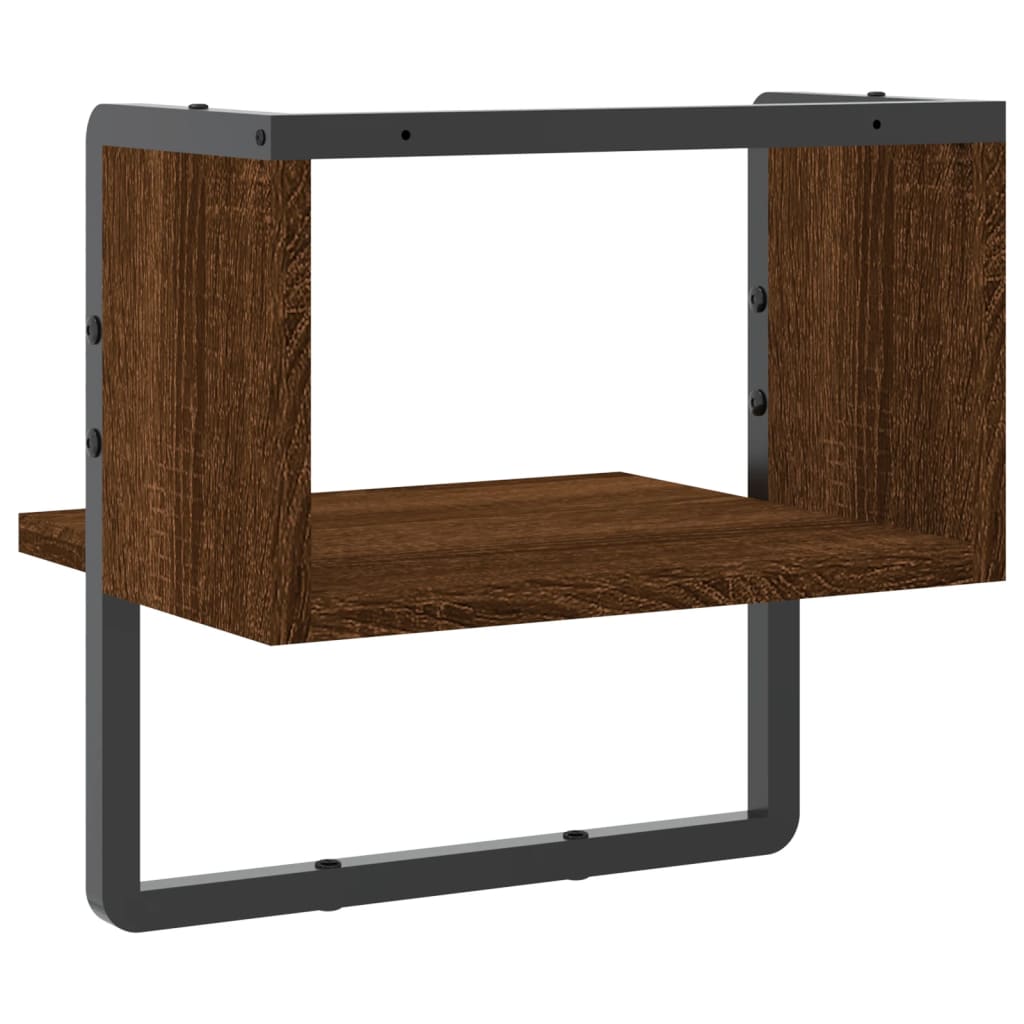 Étagère murale avec barre chêne marron 30x25x30 cm
