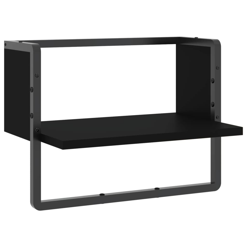 Étagère murale avec barre noir 40x25x30 cm