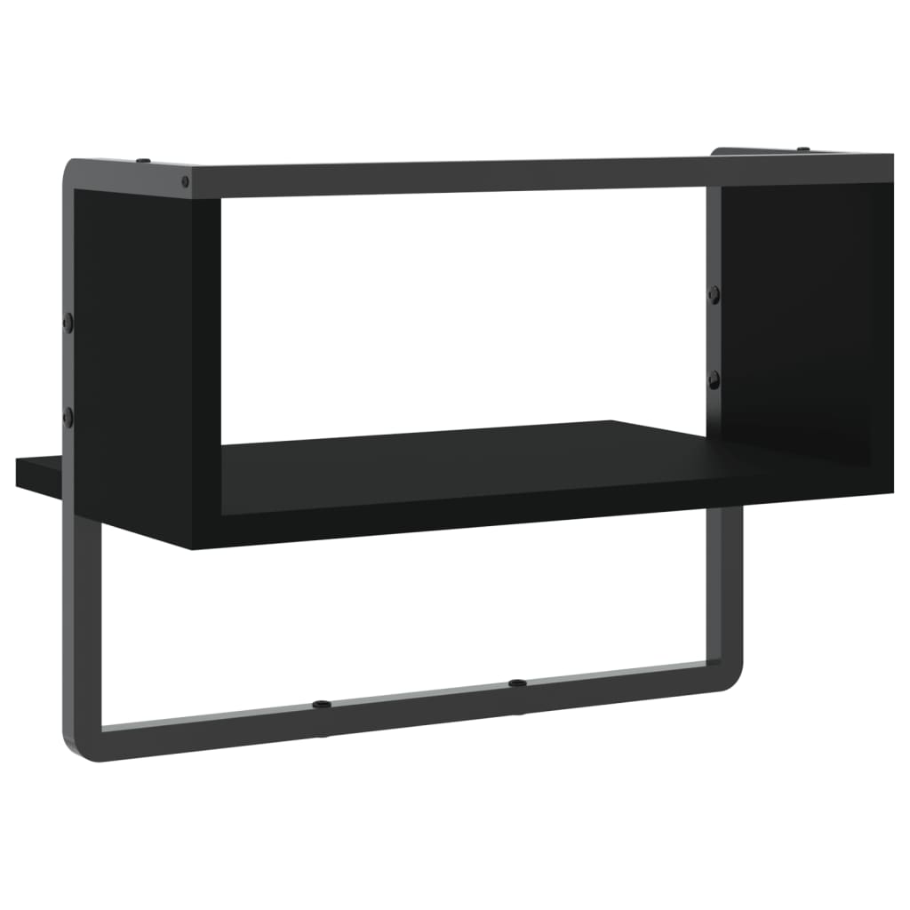 Étagère murale avec barre noir 40x25x30 cm