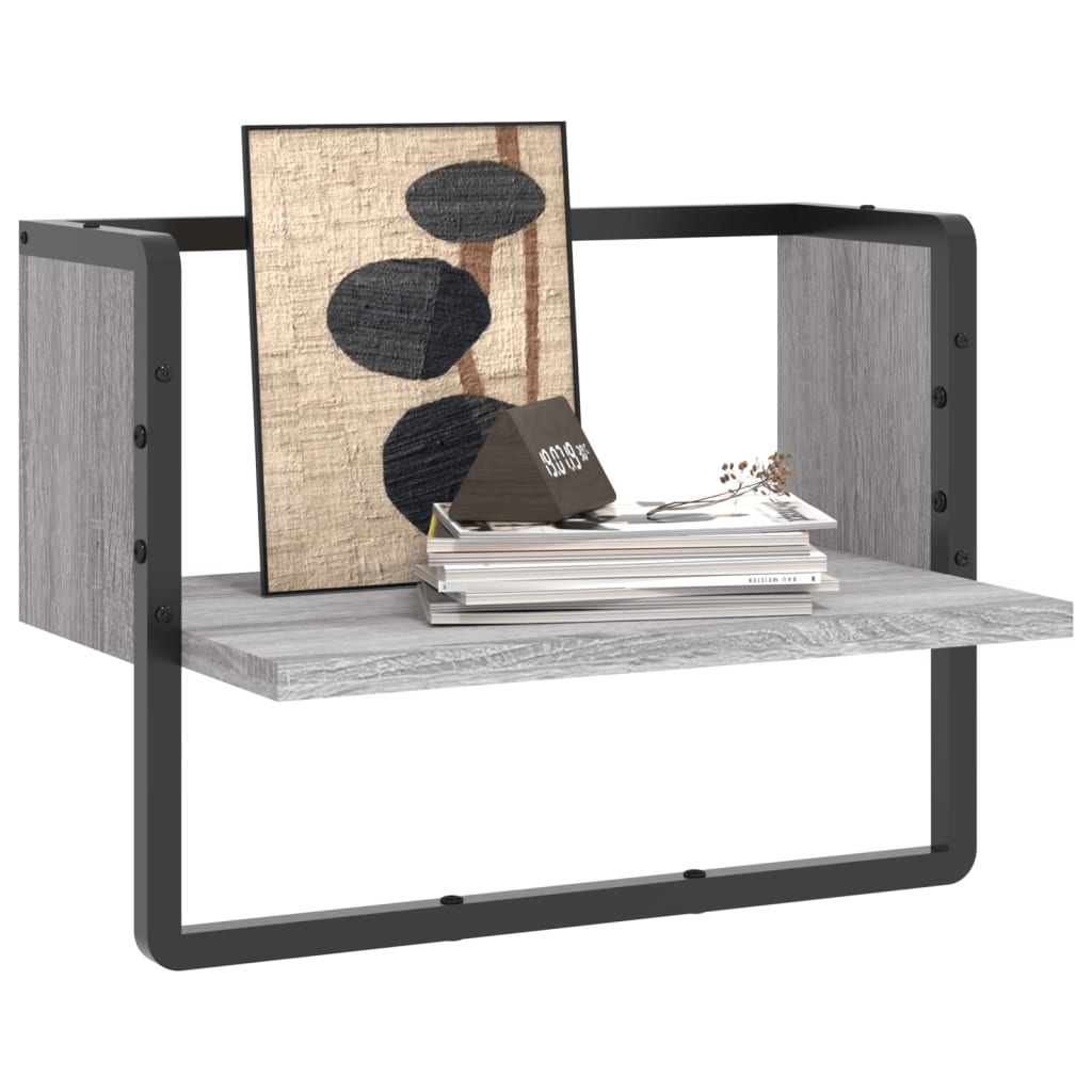 Étagère murale avec barre sonoma gris 40x25x30 cm