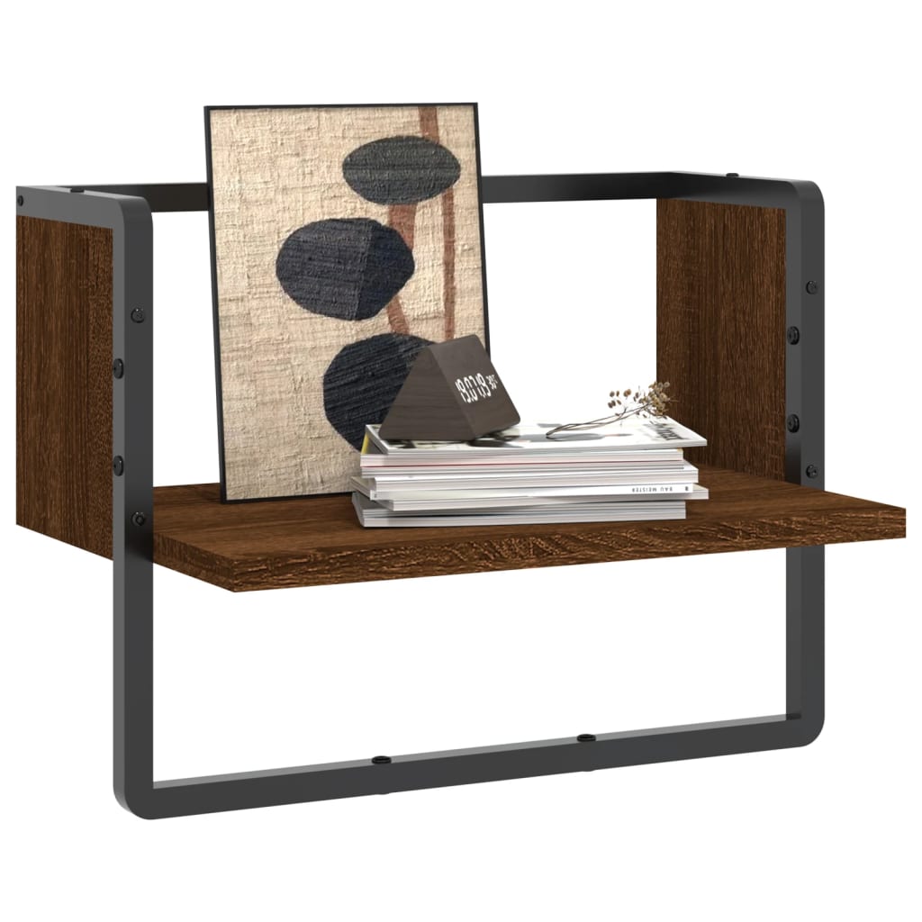 Étagère murale avec barre chêne marron 40x25x30 cm