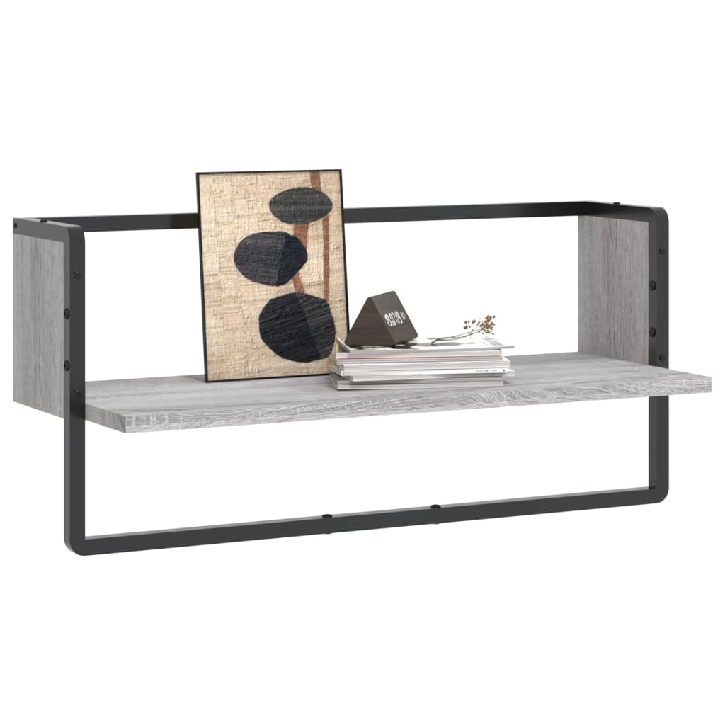 Étagère murale avec barre sonoma gris 65x25x30 cm