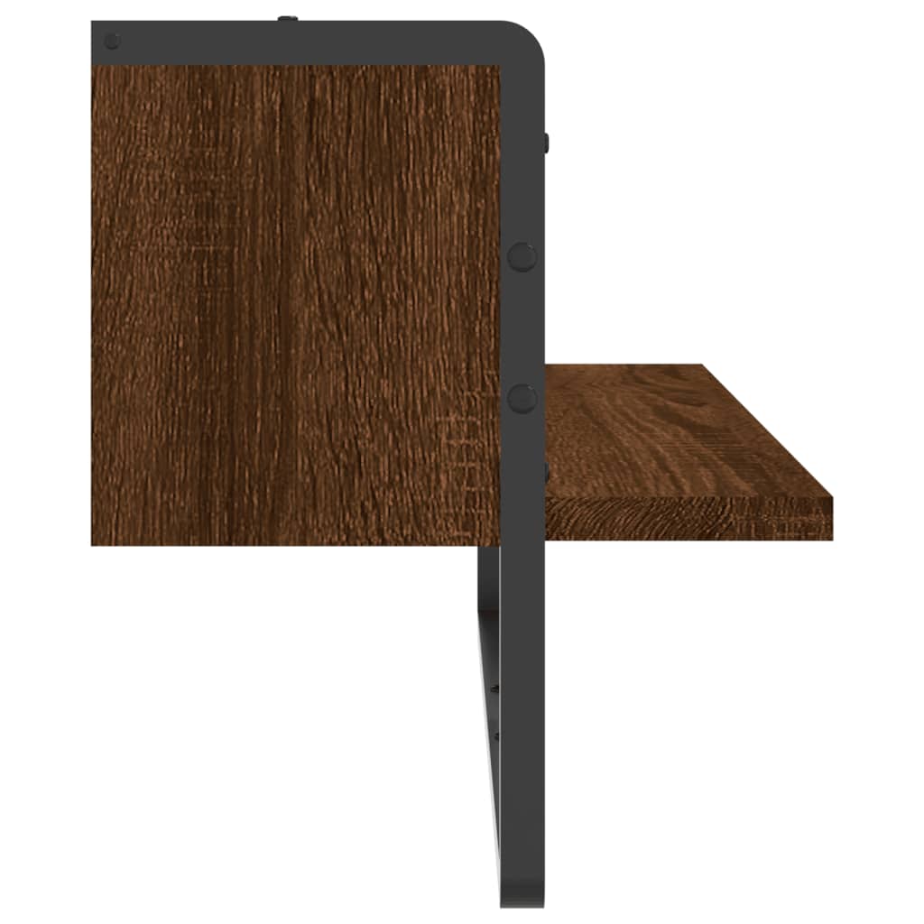 Étagère murale avec barre chêne marron 65x25x30 cm