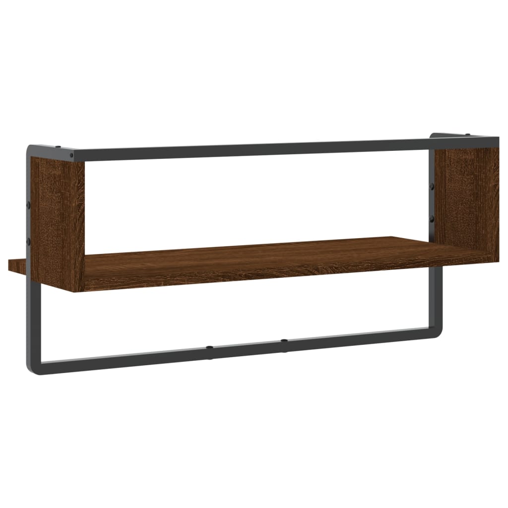 Étagère murale avec barre chêne marron 65x25x30 cm