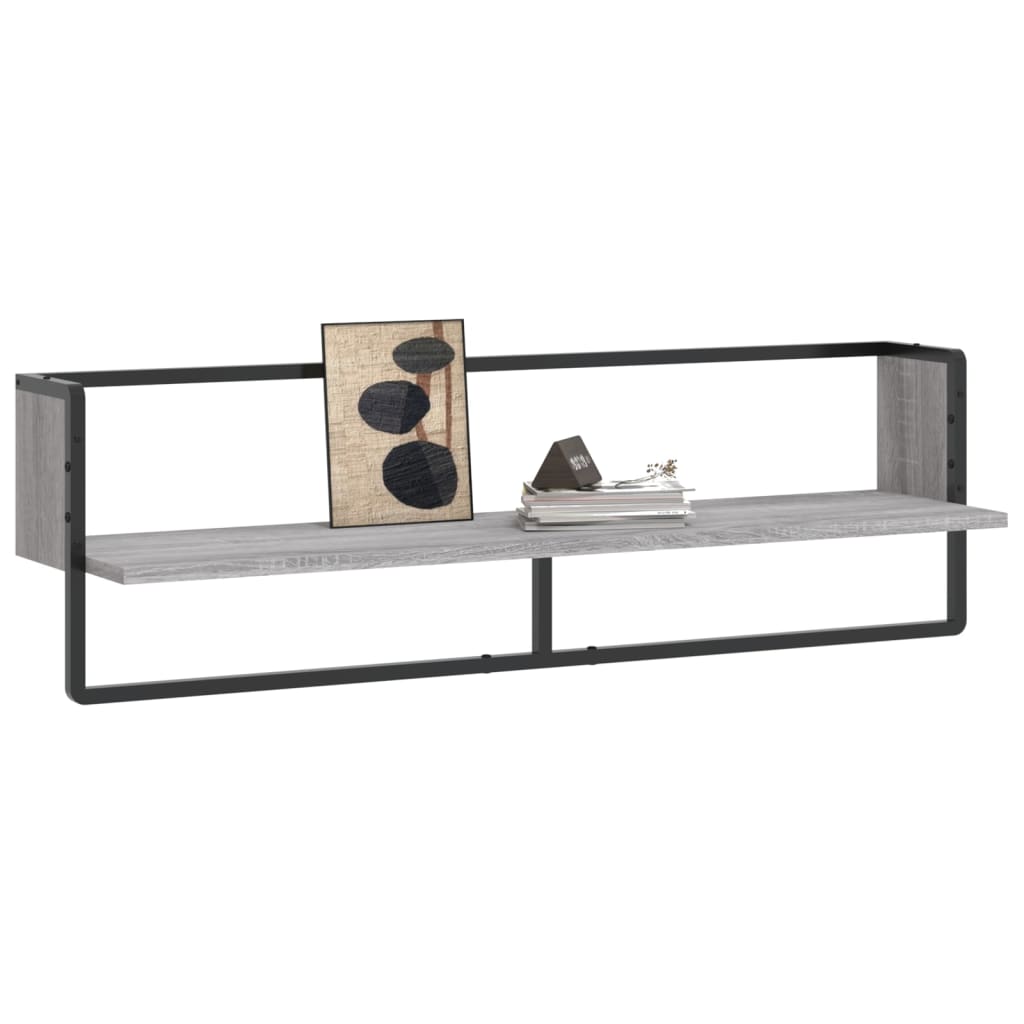 Étagère murale avec barre sonoma gris 100x25x30 cm