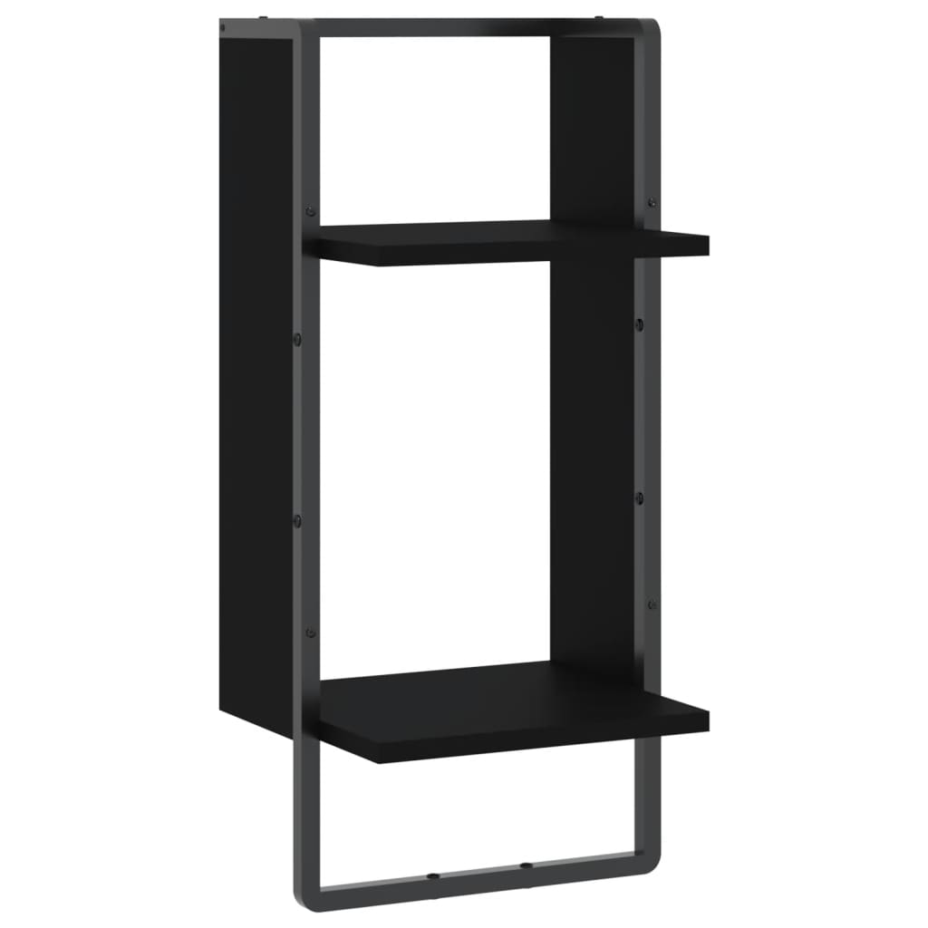 Étagère murale avec barre noir 30x25x65 cm