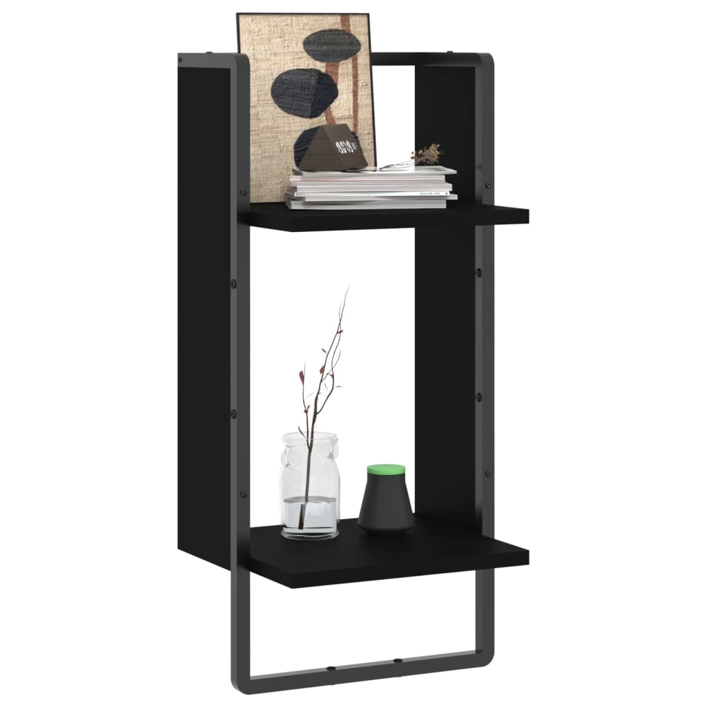 Étagère murale avec barre noir 30x25x65 cm