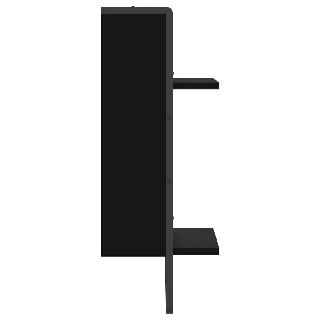 Étagère murale avec barre noir 30x25x65 cm