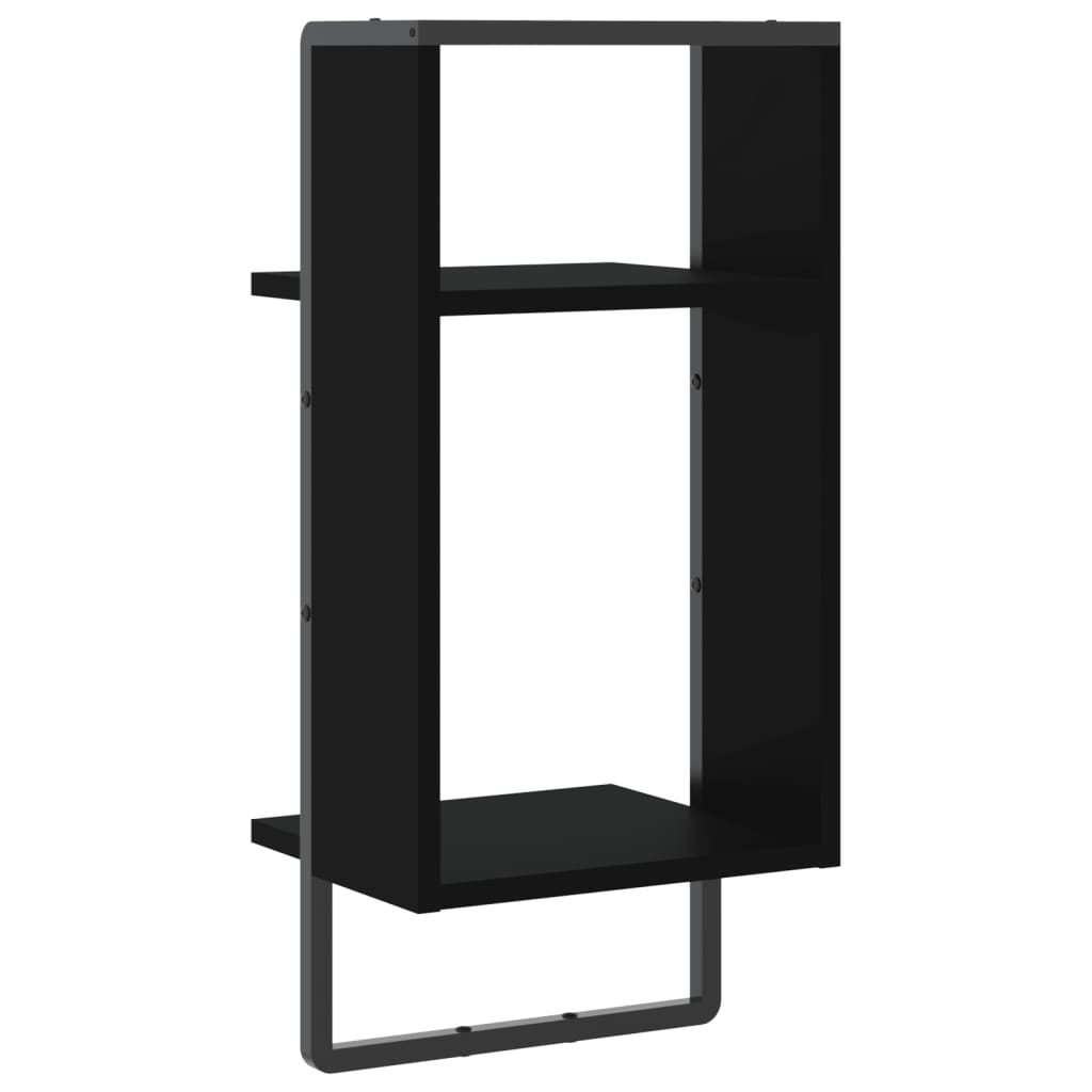Étagère murale avec barre noir 30x25x65 cm