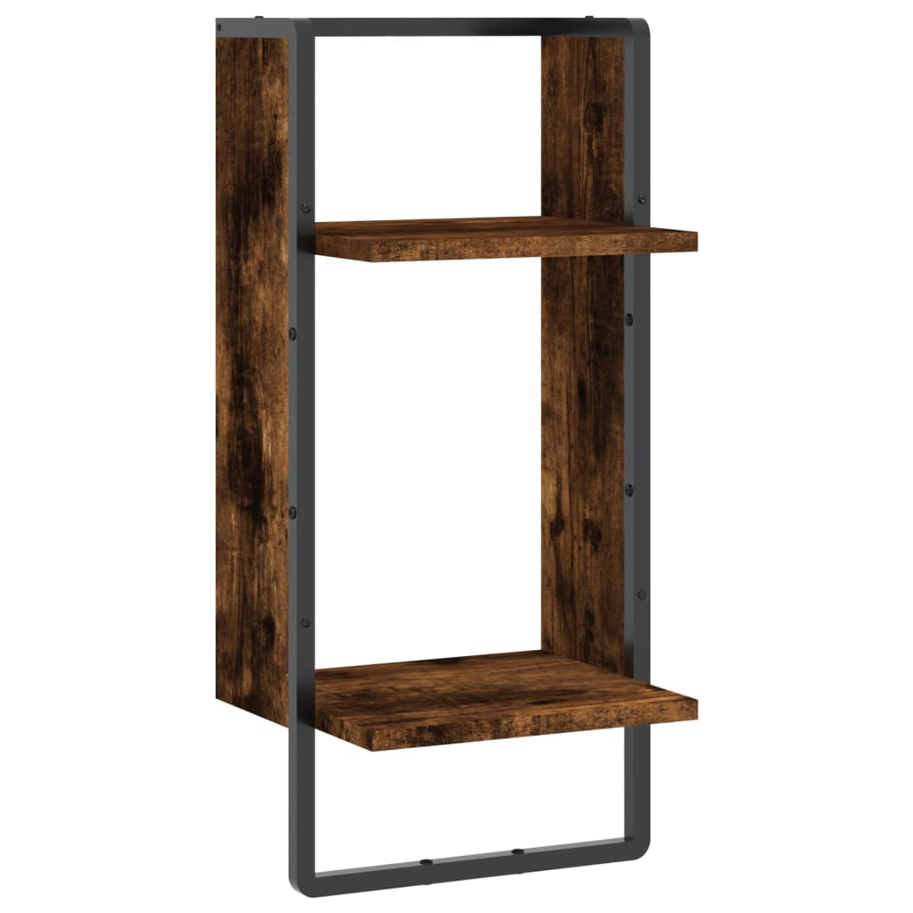 Étagère murale avec barre chêne fumé 30x25x65 cm