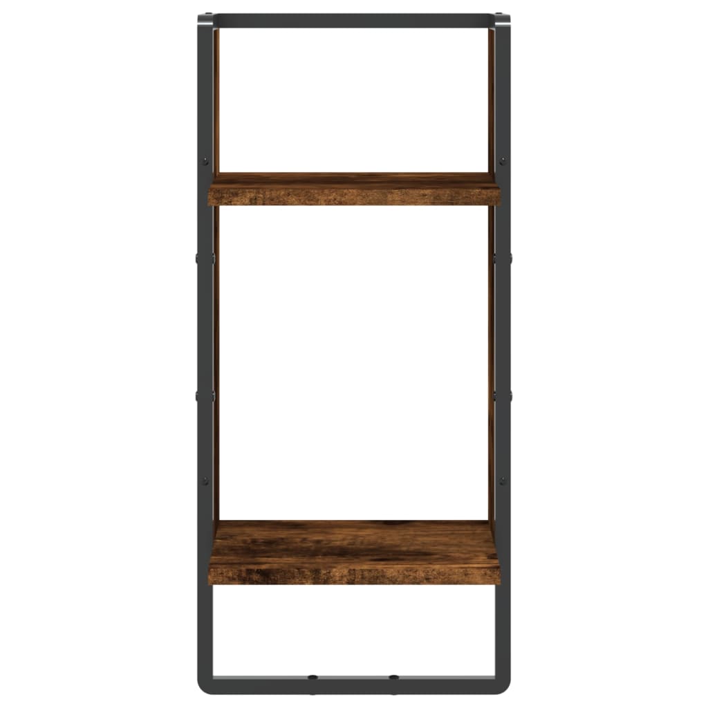 Étagère murale avec barre chêne fumé 30x25x65 cm