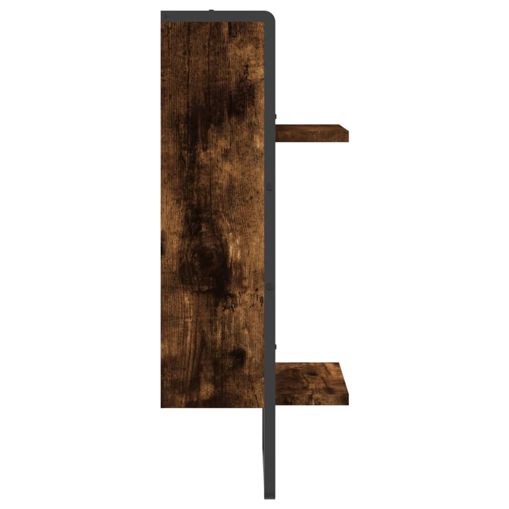 Étagère murale avec barre chêne fumé 30x25x65 cm